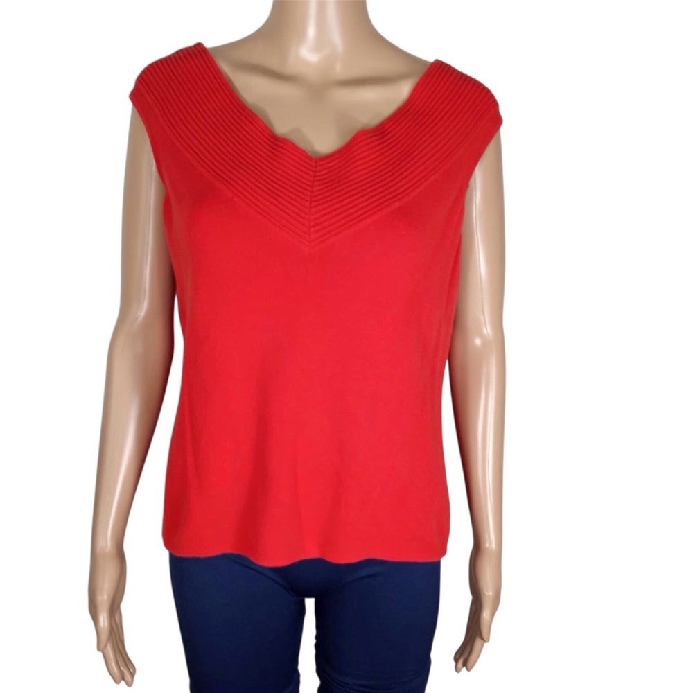 Ambra Sleeveless Knit V-Neck And Back Top Size Large